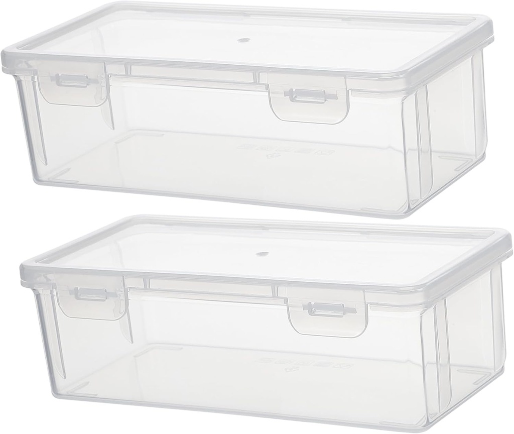VICASKY 2Pcs Transparent Bread Storage Boxes Medium Kitchen Organizer for Homemade Bread and Seasoning with Airtight Drop Containers for Home Use