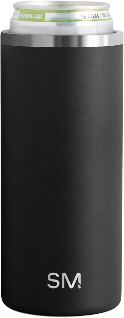 Simple Modern Skinny Can Cooler for Slim Beer and Hard Selzer | Vacuum Insulated Stainless Steel Drink Sleeve Holder Gift for 12oz Slim Cans | Ranger Collection | Midnight Black