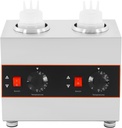 Electric Dual Bottle Sauce Warmer, 320W 110V Cheese & Chocolate Melter with Adjustable Temp 86-185°F, Stainless Steel Commercial Topping Warmer for Nacho, Caramel, Fudge with Two 650ml PC Bottles