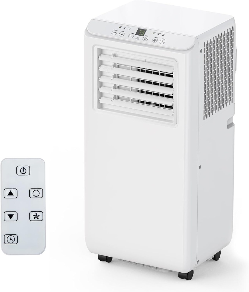 GarveeHome 8000 BTU Portable Air Conditioners, Quiet and Efficient Portable AC Unit with Remote, Dehumidifier, Sleep Mode, and 24H Timer, Suitable for Bedrooms and Small Offices, White