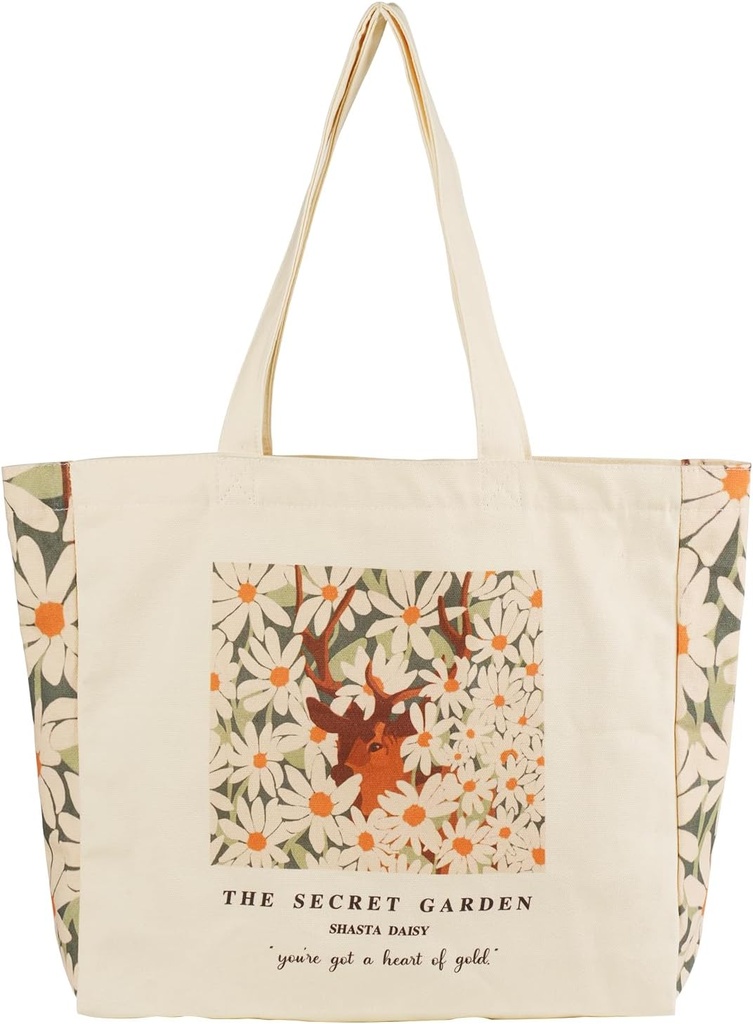 BROADREAM Aesthetic Canvas Tote Bag for Women, Vintage Reusable Book Tote Bag with Inner Zipper Pocket