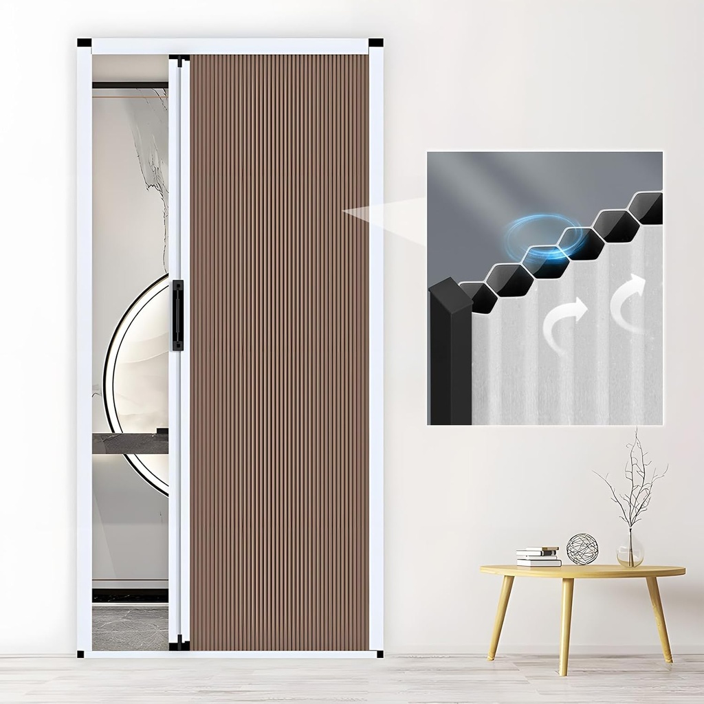 No-Drilling Accordion Door Interior Custom Size, Sliding Folding Door with Aluminum Frame & Low Track, Waterproof Space Saving, Room Divider for Bedroom, Bathroom, Closet, Easy Install