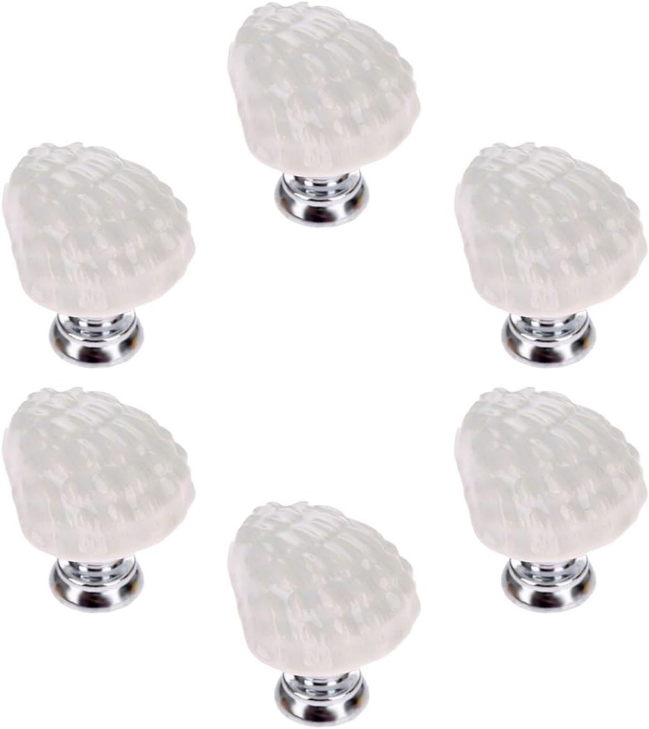 Ceramic Nautical Seashell Drawer Pulls Handles for Kitchen Cabinets Dresser Cupboard Wardrobe, Beach/Ocean Theme Cabinet Knobs, 6 Pack (White)