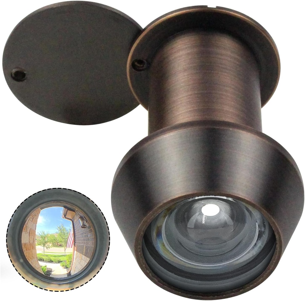 Earl Diamond - Peep Holes for Door, Solid Brass 220-Degree Door Viewer Peephole with Heavy Duty Rotating Privacy Cover for 1-3/8" to 2-23/64" Doors for Home Office Hotel, Hole 22 ORB