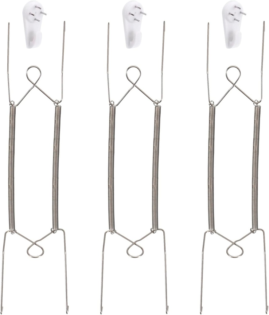 uxcell 3 Pieces Plate Hanger, 12 Inch Stainless Steel Invisible Wall Plate Hangers with 3Pcs Wall Hooks for Decorative Plates, Silver