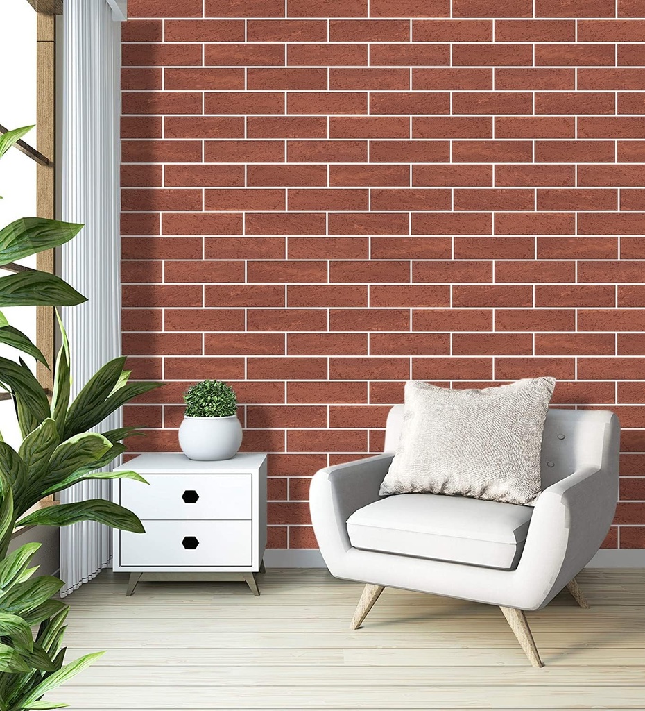 100 Red Faux Brick Wall Tiles, Inorganic Minerals, 3D Thin Brick Veneers for Bedroom, Bathroom, Kitchen, Fireplace and Fence Wall Panels (14.2 sq.ft)