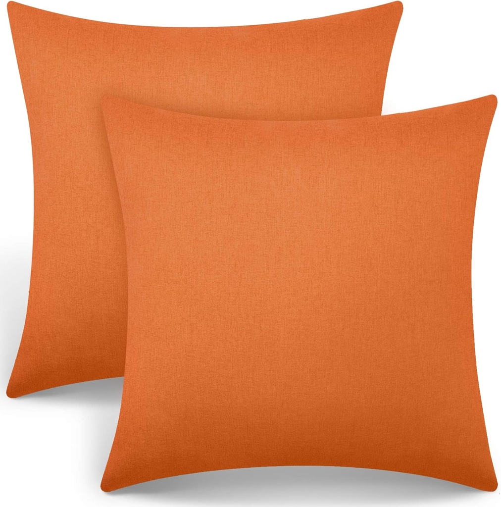 Patelai 2 Pack 18x18 Inch Waterproof Outdoor Throw Pillow Covers - PU Coated Fall Halloween Thanksgiving Decor for Patio, Sofa, Couch, Garden Furniture(Orange)