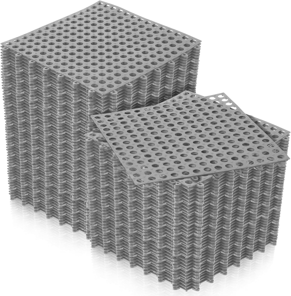 Tinideya 50 Pcs 11'8 x 11'8 Inches Interlocking Drainage Tiles Dry Deck with Drain Holes Non Slip Floor Mats TPE Soft for Bathroom Patio Pool Deck(Gray)