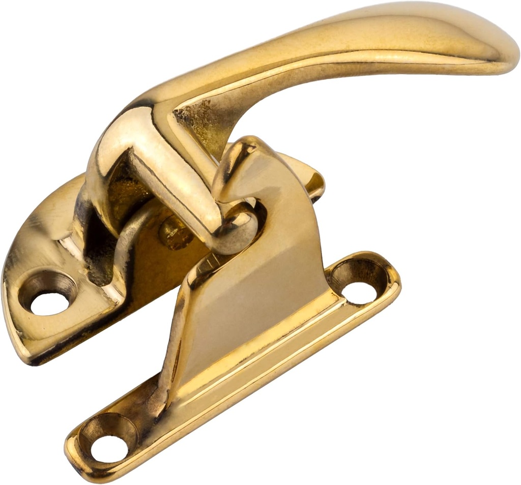 Brass Offset Right Cabinet Door Lever Latch and Catch | Antique Cabinet, Vintage Cupboard Reproduction Hardware | UA-115-HLPB