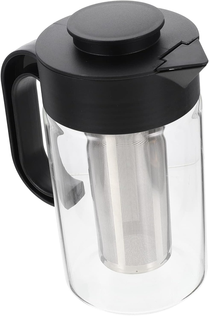 Zerodeko Glass Beverage Pitcher Stainless Steel Filter Jug for Iced Tea Juice and Homemade Drinks and Easy to Clean