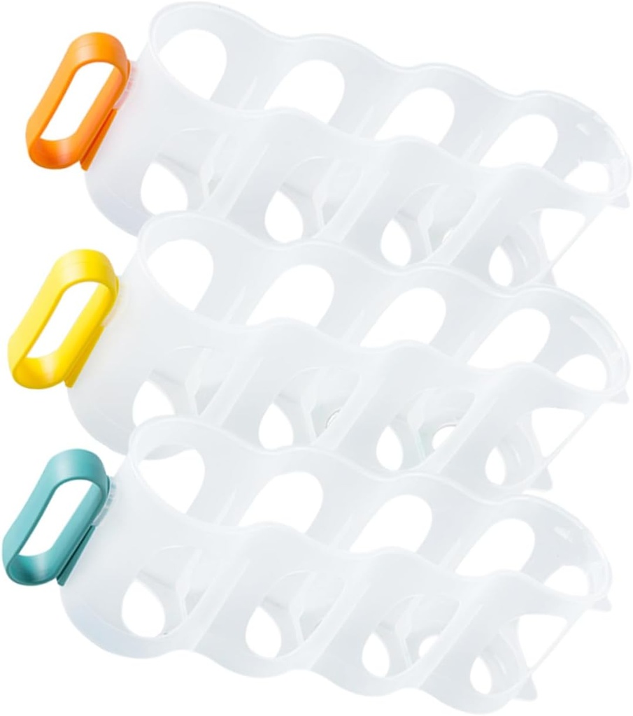 3pcs Fridge Can Organizer Multi-use Drink Storage Rack Space-Saving Beverage Holder for Kitchen and Refrigerator Material Yellow Green and Orange
