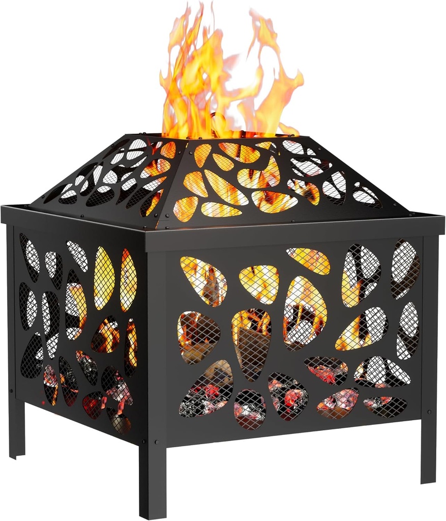 15.7 inch Small Fire Pit for Outside, Outdoor Wood Burning Fire Pit, Small Bonfire Pit,Firepit Bowl for Patio Camping Backyard Deck Picnic Porch