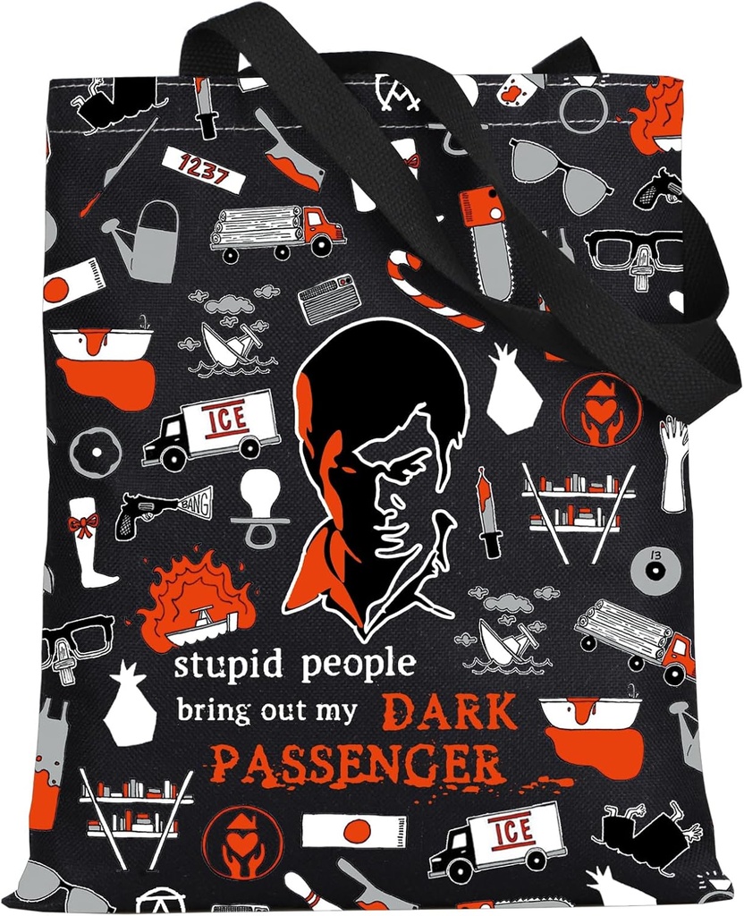 KEYCHIN Crime Blood Tote Bag Murder TV Show Fans Gift Stupid People Bring Out My Dark Passenger Hand Bag Crime TV Show Merch