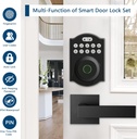 Keyless Entry Door Lock Set, Fingerprint Door Lock with 2 Door Knobs, Smart Front Door Lock with 2 Keys, Anti-Peeking Electronic Keypad Deadbolt, Auto Lock, Waterproof, Easy Installation, Matte Black