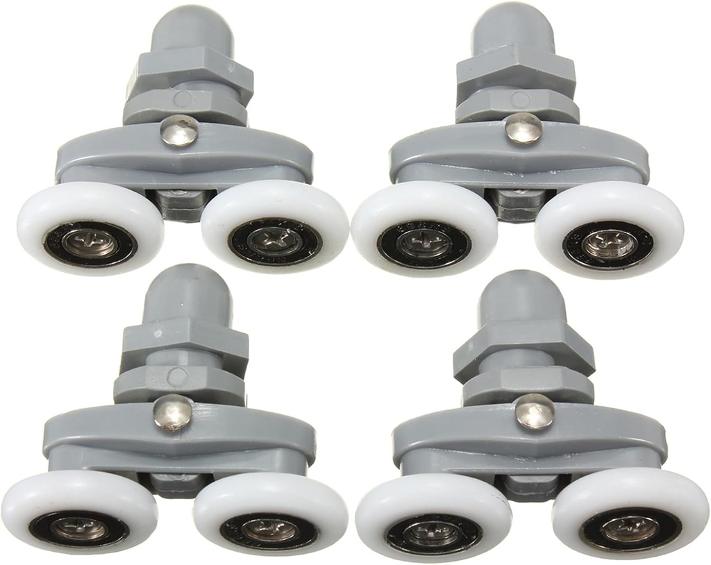 4 Sets Shower Door Rollers Runners Wheels Replacement Part Shower Installation Kits for Bathroom Glass Shower Sliding Door (26mm)