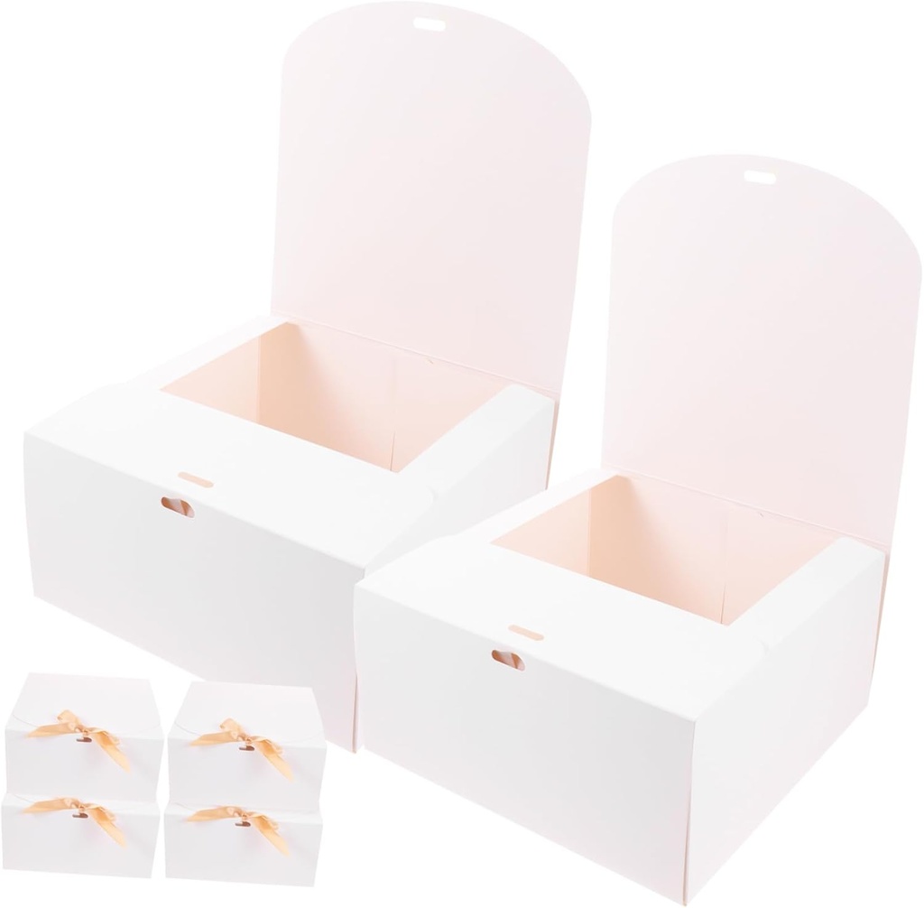 6pcs Cake Boxes Bowknot Portable Cookie Containers for Desserts Cookies and Cakes Window Design for Gifting and Bakery Use