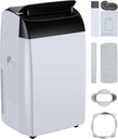 12,000 BTU Portable Air Conditioner - 3-In-1 Cooling, Dehumidifier & Fan, Cools 550 Sq.Ft, LCD Remote, Window Kit Included for Bedroom/Office，Black top cover，US regulations