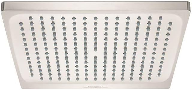hansgrohe Crometta E 9-inch Showerhead Upgrade Modern 1-Spray Rain Easy Clean with QuickClean in Brushed Nickel, 26727821