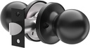 Keyless Entry Door Lock with 2 Door Knobs, Door Handle Heavy Duty for Right or Left Handed Doors, Matte Black Keyless Round Door Handle Set for Bedroom, Bathroom and Rooms