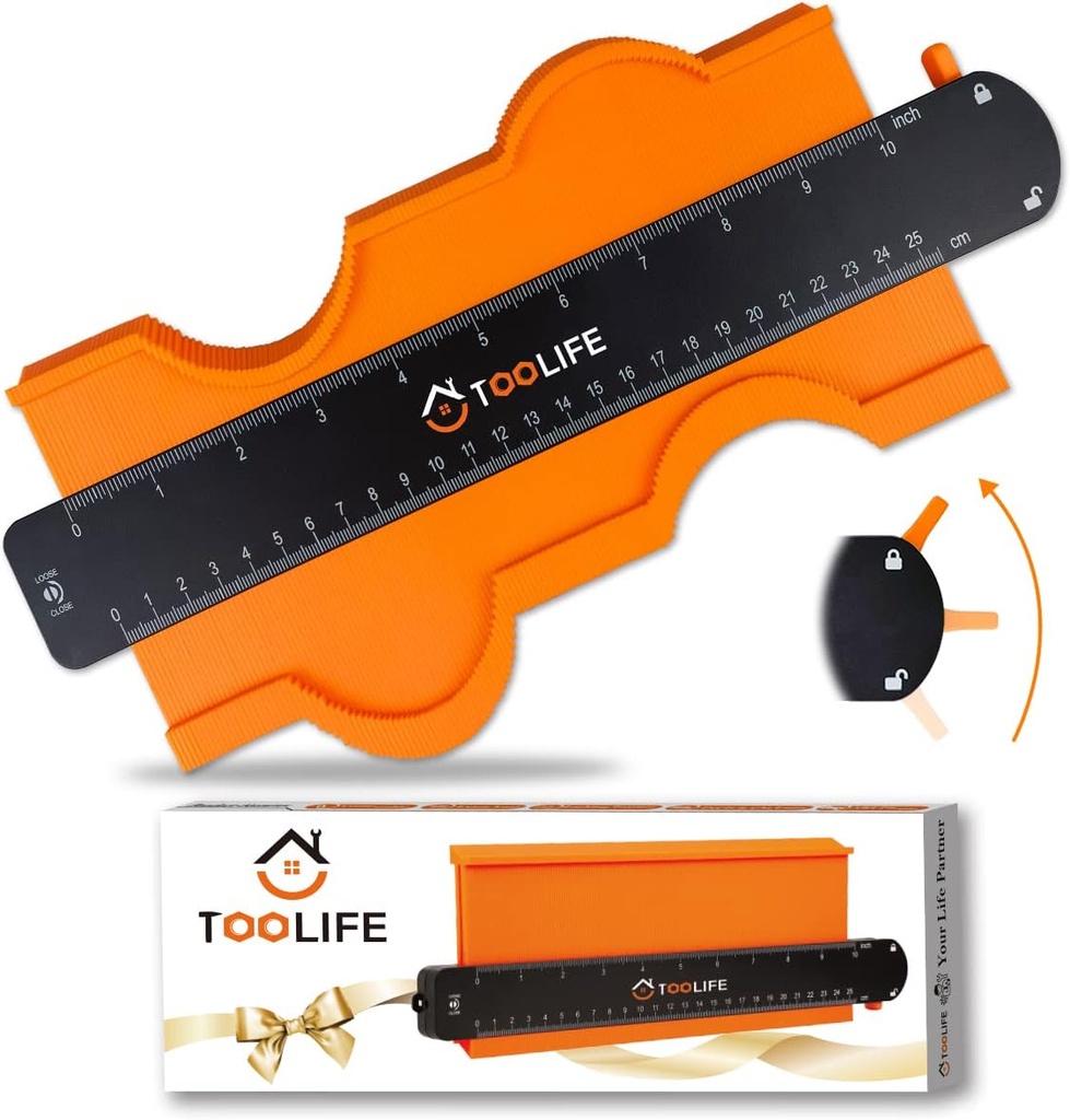 TOOLIFE Contour Gauge,Christmas Gifts for Men Dad Husband,Woodworking Tools for Flooring Carpentry, Stocking Stuffers for Him, Anniversary Birthday ideas, Shape Duplicator Cool Gadgets(10Inch)