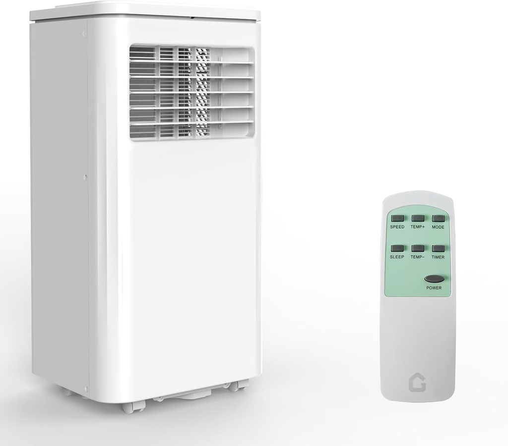 8000 BTU Portable AC Unit, Quiet Air Conditioner with Multiple Modes, Remote Control, Dehumidifier, and Timer Function, Ideal for Cooling Rooms up to 350 Sq.Ft, White