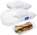 Fit Meal Prep 25 Pack 9” x 5.5” x 3.6” Clear Hinged Plastic Containers, Clamshell Take Out Containers, Bakery To Go Disposable Plastic Container, Ideal for Cake Cookie Pastry Bread Fruit Sandwiches