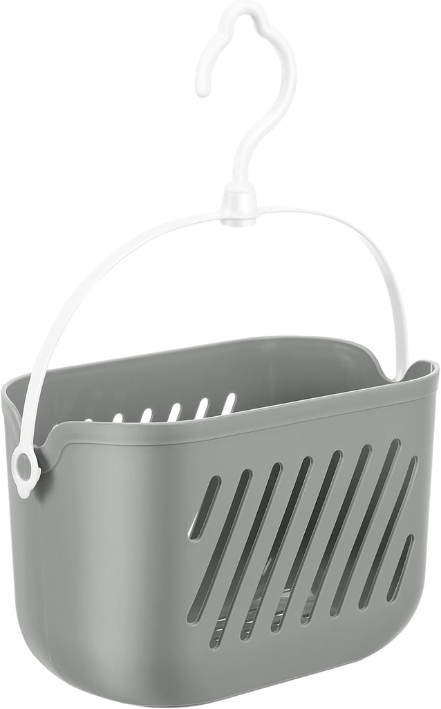 Plastic Hanging Shower Basket, 8.26 x 5.51 x 5.11 Inch, Portable Kitchen Organizer with Hook, Storage Basket for Garlic, Ginger, and Small Items