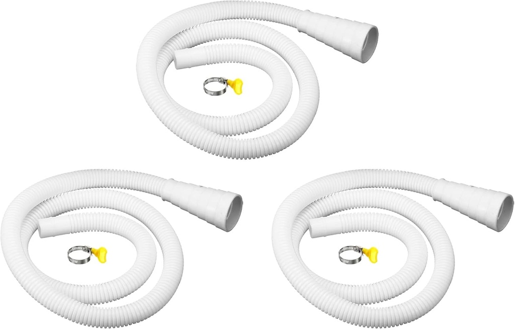 MECCANIXITY Universal Air Conditioner Drain Hose Multiple Size Connector 20-30mm ID 3.3ft with Clamp for AC Units Washing Machine Faucet, White Pack of 3