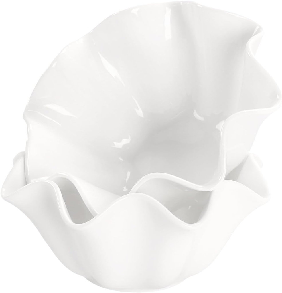 Pasta Bowls 20 oz, Ceramic Large Salad Bowls,Soup Bowls Set of 2, Serving Bowls for Entertaining, Wide Shallow Dinner Bowls for Spaghetti -Microwave,Dishwasher,Oven Safe 7 Inch