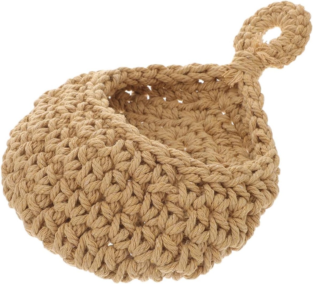 Wall-Mounted Woven Fruit and Vegetable Storage Basket Cotton Rope Hanging Organizer for Kitchen Stylish Wall Hanging Basket for Produce and Plants