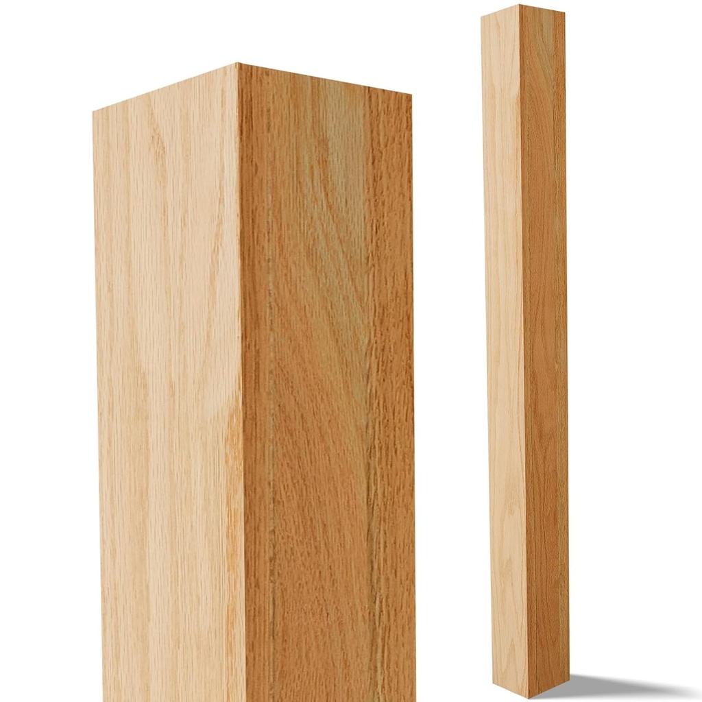 1 Pcs 3.25 x 3.25 x 54 Inch Stair Post Modern Solid Red Oak Wood Blank Square Newel Post for Stairs Remodeling