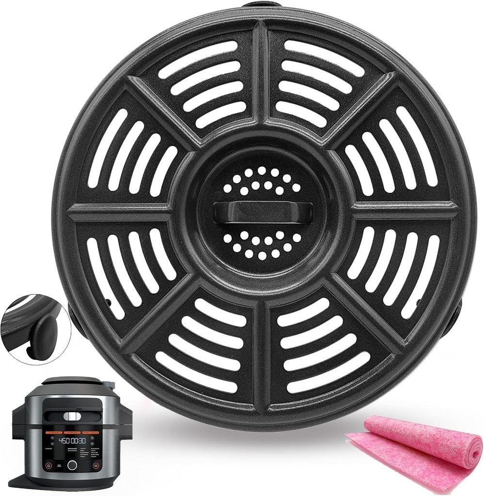 6.5QT Air Fryer Crisper Plate for Ninja OL500/OL501 Foodi Pressure Cooker & Air Fryers, Upgraded Grill Plate Pan Crisper Tray Rack Grate Grid Shelf for Ninja 6.5QT Air Fryer, Dishwasher Safe