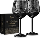 Stainless Steel Wine Glasses - Set of 2 Etched 16 oz Metal Goblets, Unbreakable Rose Gold Cups for Camping, Travel, Outdoor Events, Picnics, Luxury Wine Gifts for Women and Men