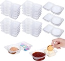 20 PCS Double Compartment Condiment Containers with Lids, Reusable Snack Containers with Lids, Portable Sauce and Dip Box for Travel, To-Go Portions, and Sampling