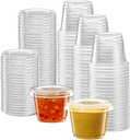 (1 oz - 200 Sets) Clear Diposable Plastic Portion Cups With Lids, Small Mini Containers For Portion Controll, Jello Shots, Meal Prep, Sauce Cups,Condiments, Medicine,Disposable