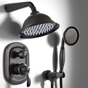 NEWRAIN Oil Rubbed Bronze Shower System,Ceiling Shower Faucet Set for Bathroom with High Pressure 8" Rain Shower head and Handheld Shower Head Set,Wall Mounted