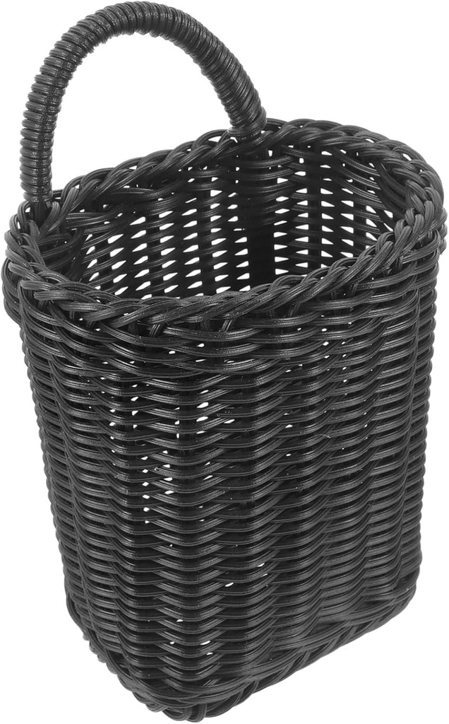 GARVALON Woven Hanging Basket Wall Storage Holder Rustic Door Back Organizer for Kitchen Bathroom Natural Suspended Flower Basket for Space Saving Decor and Stylish Home Storage