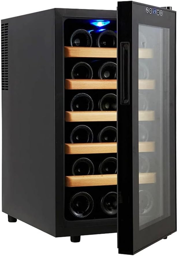 18-Bottle Electronic Wine Cooler, Constant Temperature Wine Refrigerator, Household Ice Bar, Tempered Glass Door, Independent Wine Cellar (Black 34 *