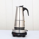 Moka Pot Stainless Steel Coffee Pot Stovetop Espresso Maker Percolator Italian Coffee Maker 300ml/10oz/6 cup W/Electric Stove (6 Cup)