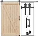 EaseLife 8FT Sliding Barn Door Hardware Track Kit & Handle,Big Industrial Spoke Wheel Pulley,Wall Mount,Slide Smoothly Quietly,Easy Install,Black,96" Track Fit for 44-46" Wide Opening (No Door)