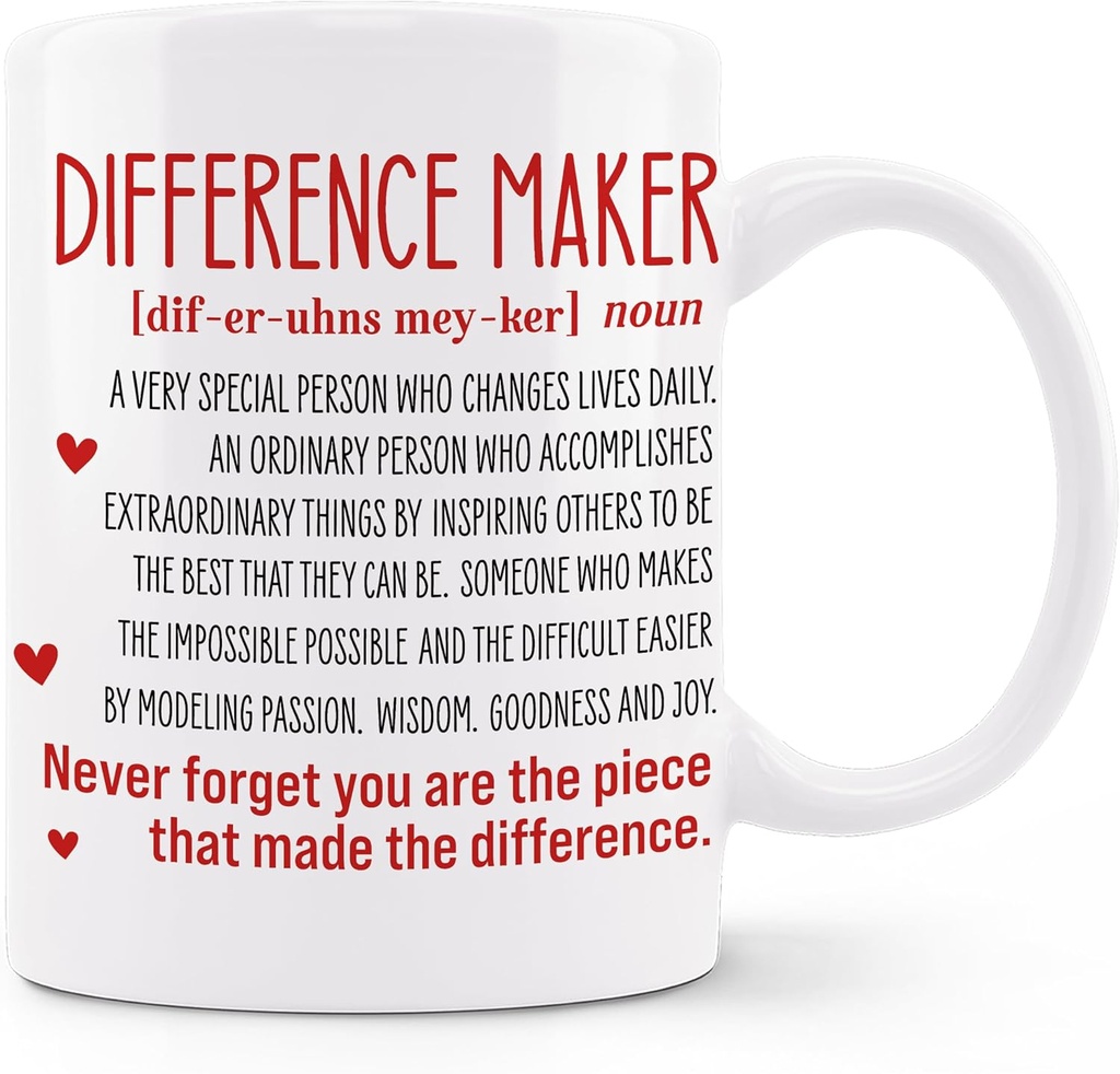 Difference Maker Difinition Mug, Difference Maker Gift, Gifts for Friend Coworkers Women Men, Mentor Boss Employee Teacher Appreciation Gifts, Difference Maker Ceramic Coffee Mug 11 oz