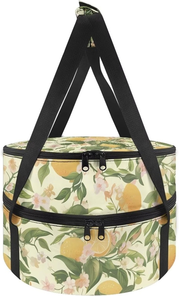 Insulated Casserole Carrier Lemon Pattern Pie Carrier Double Decker Cake Carrier for Hot or Cold Food Lasagna Holder Tote for Picnics Beaches Traveling or Gifts