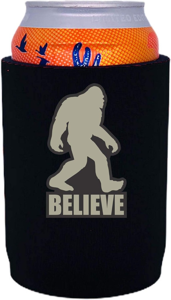Bigfoot Believe Full Bottom Can Coolie (Black, 2 Pack)