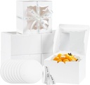 48PCS 9x9x5 Inches Cake Boxes with Window, White Bakery Dessert Boxes, Cajas Pasteles for Cake, Cake Carrier Container for Valentine's Day, Mother's Day, Birthday, Wedding, Party (9*9*5inch/24pcs)
