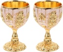 2 PCS Chalice Goblet Wine Goblet, Alloy Vintage Drinking Communion Cups Chinese Wine Glasses Copper Water Offering Bowl European Style Golden Altar Chalice Witchcraft Cup