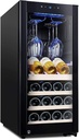 90 liters Wine Fridge 20 Bottle Wine Cooler Refrigerator Countertop Freestanding Wine Cellars Compressor Silent Shock Absorption with Hanging Cup Holder