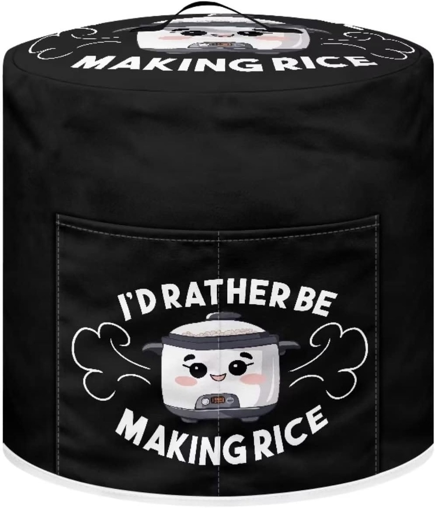 I'd Rather Be Making Rice Pressure Cooker Cover Round Dust Cover Black Funny Designs Air Fryer Cover Kitchen Appliance