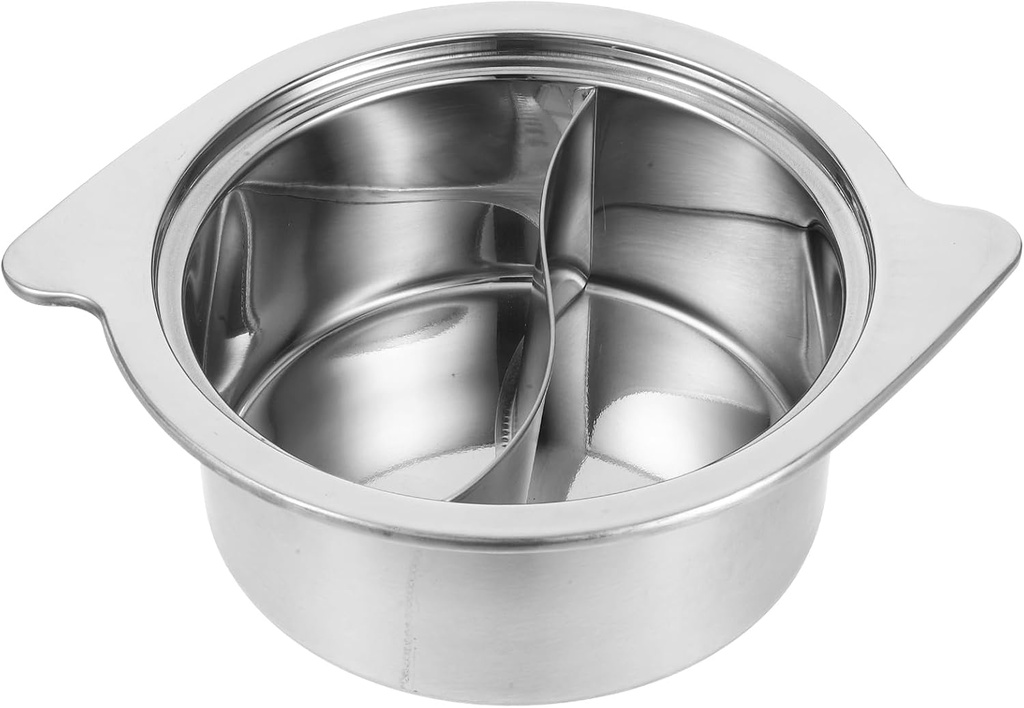 ERINGOGO Hot Pot with Divider, 9 Stainless Steel Shabu Shabu Pot Nonstick Stockpot, Dual Sided Soup Pot Saucepot, Chinese for Induction, Gas Stovetop