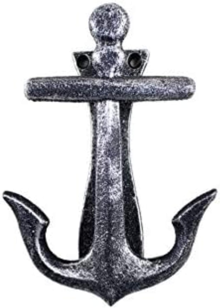 Handcrafted Nautical Decor Antique Silver Cast Iron Decorative Anchor Door Knocker 6" - Antique Anchor - N