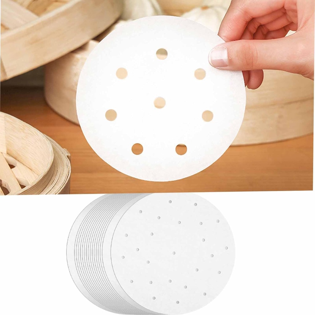 500 Pcs Round Parchment Paper Sheets 4 Inch Bamboo Steamer Wax Paper Air Fryer Liners for Baking Non-stick Steamer Mat for Cooking (4 INCH)